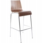 SAONE stool made of wood and chrome metal (Walnut)
