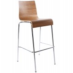 SAONE stool made of wood and chrome metal (zebrano)