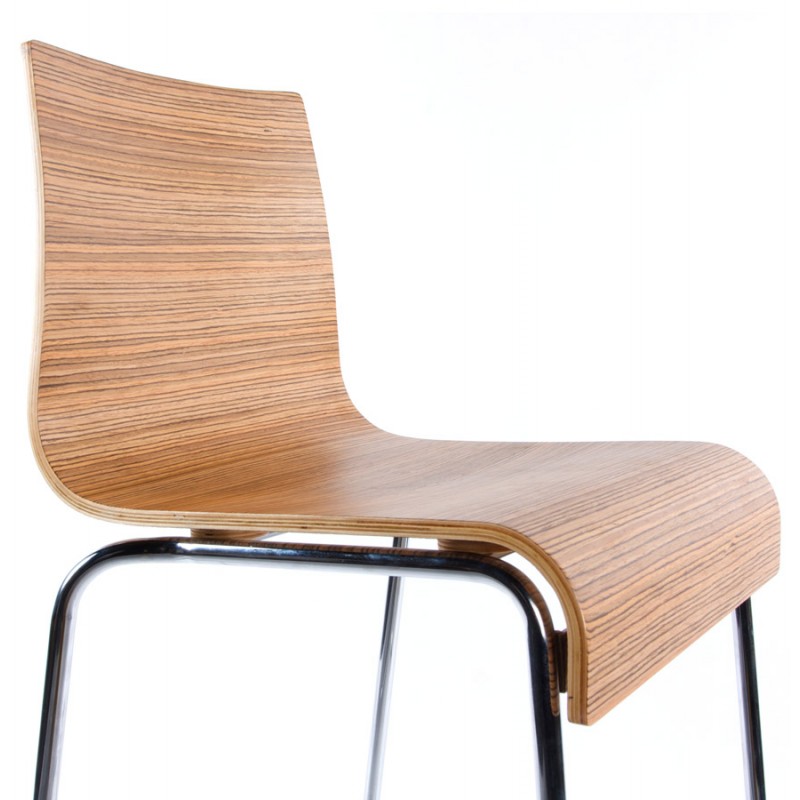 SAONE stool made of wood and chrome metal (zebrano) - image 16184