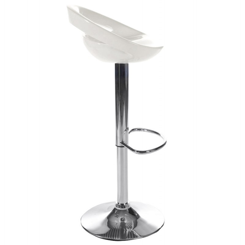 ALLIER Stool round in ABS (high-strength polymer) and chrome metal (white) - image 16611