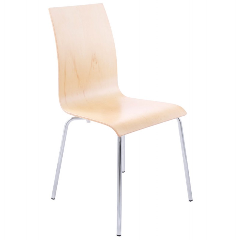 Chaise polyvalente OUST en bois et métal chromé (bois naturel)