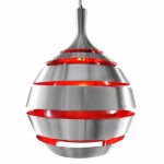 Design Lampada sospensione metallo TROGON (rosso e argento)