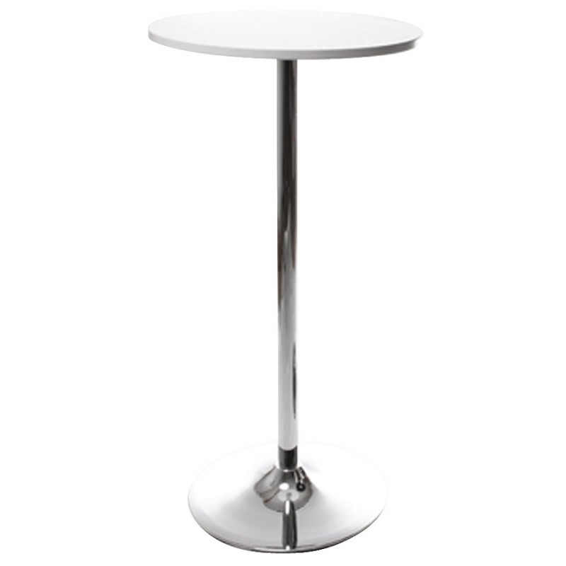 Lateral mesa alto BALEARE madera y metal cromado (Ø 60 cm) (blanco) - image 19819