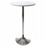 Side table high BALEARE wood and chrome metal (Ø 60 cm) (white)