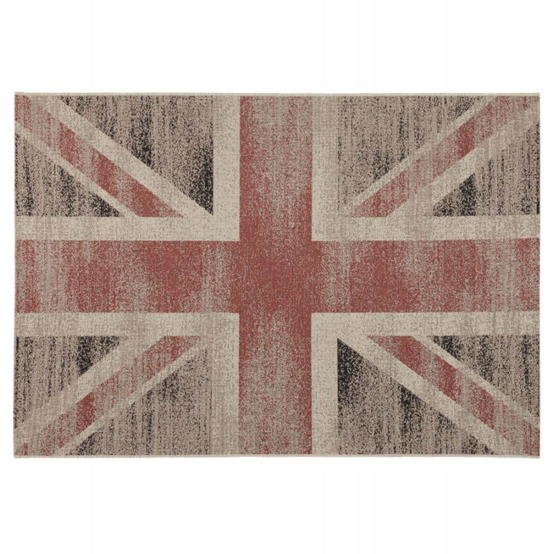 Alfombras contemporáneas y diseño bandera UK rectangular modelo grande (230 X 160) (negro, rojo, blanco)