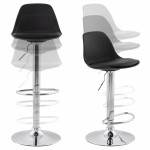 Contemporary round and adjustable bar stool ROBIN (black)