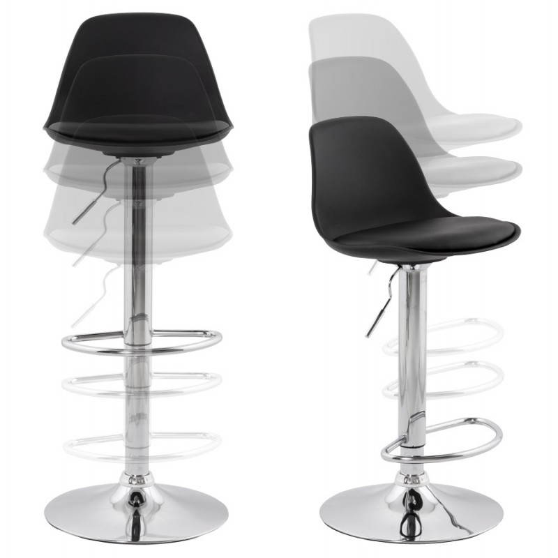 Contemporary round and adjustable bar stool ROBIN (black) - image 20677