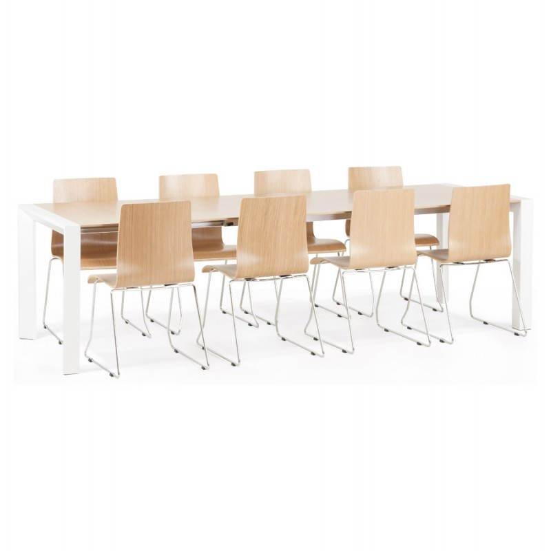 Rechteckige Design-Tisch mit Erweiterungen SOLO furnierte Eiche und Metall (Naturholz) - image 21430