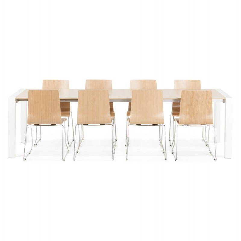 Rechteckige Design-Tisch mit Erweiterungen SOLO furnierte Eiche und Metall (Naturholz) - image 21431