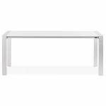 Mesa rectangular con extensión FIONA en madera lacada y aluminio cepillado (blanco)