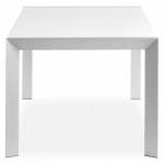 Rechteckige Design-Tisch mit Verlängerung FIONA in lackiertem Holz und gebürstetem Aluminium (weiß)