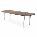 Table design avec rallonges RINBO en plaqué noyer et acier chromé (170/270cmX100cmX74cm) (noyer)