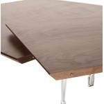 Mesa rectangular con extensiones RINBO enchapado nogal y acero cromo-plateado (nuez)