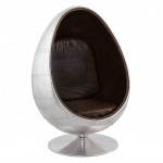 Design swivel armchair OVALO (aluminum and brown)