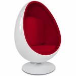 OVALO design chair in polymer and fabric (white and red)