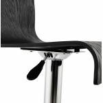 Design bar in wood and chrome-plated metal stool. (Black) wood FOURS