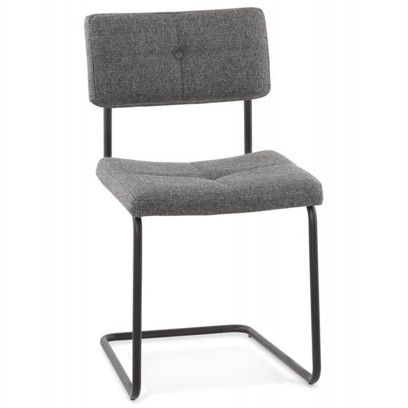 Chaise design capitonnée BONOU en tissu (gris foncé) - image 25426