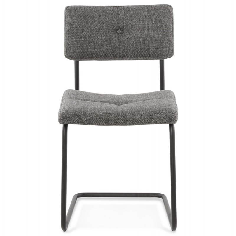 Chaise design capitonnée BONOU en tissu (gris foncé) - image 25427