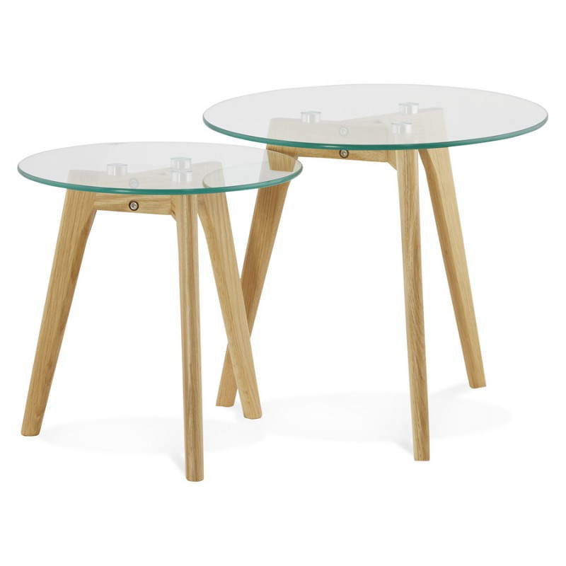 Tables basses design gigognes ART en verre et chêne massif (transparent) - image 25512