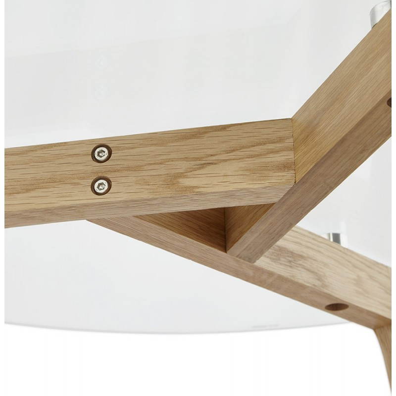 Tavolino stile scandinavo Tarocchi massello di rovere e vetro - image 25546