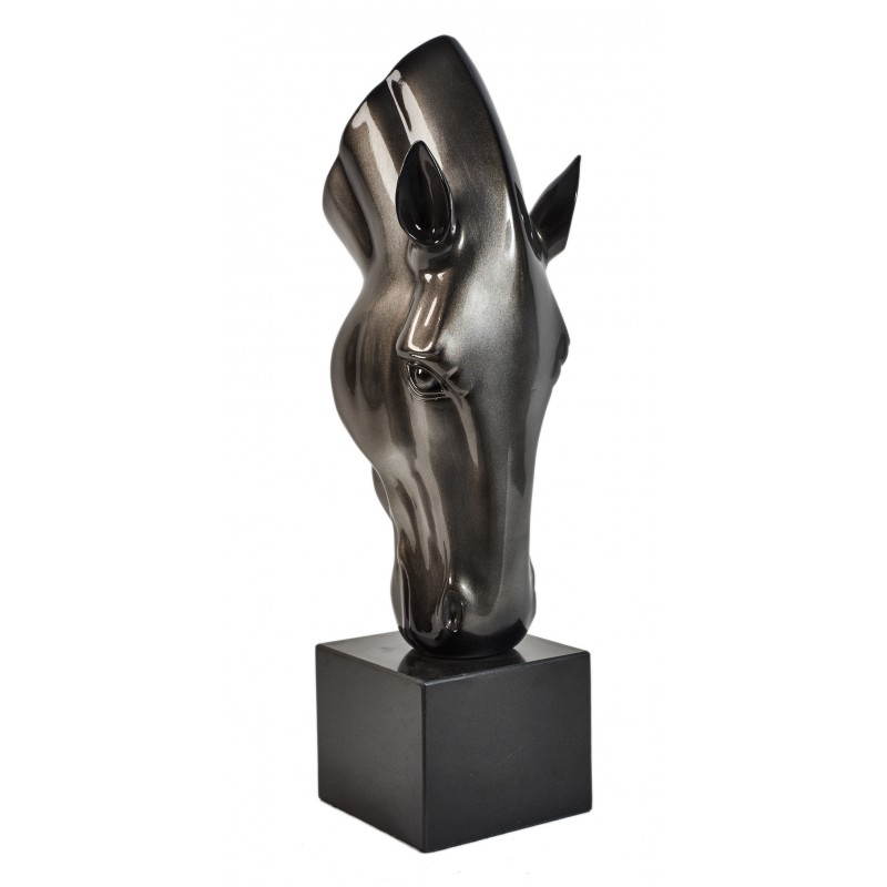 Estatuilla diseño escultura decorativa resina de cabeza de caballo (negro)