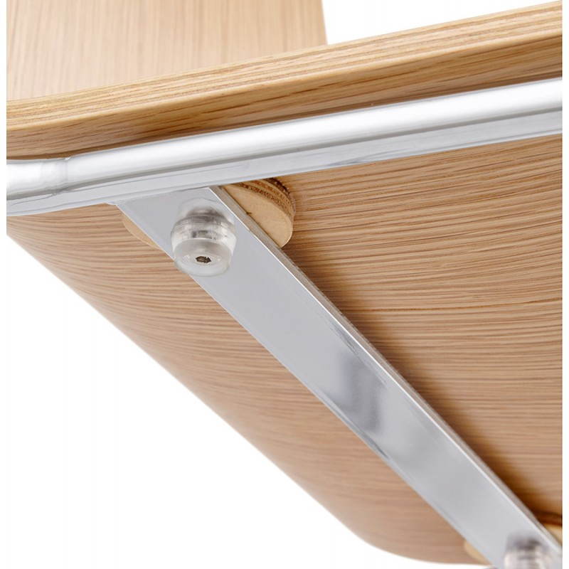 Tabouret de bar design mi-hauteur SAONE MINI en bois et métal chromé (naturel) - image 27532