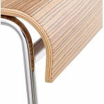 Design barstool SAÔNE MINI in timber and chrome metal (zebrano)