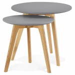 Mesas de centro diseño arte extraible de madera de roble (gris oscuro)
