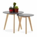Coffee tables design pull-out ART in wood and oak (dark gray)