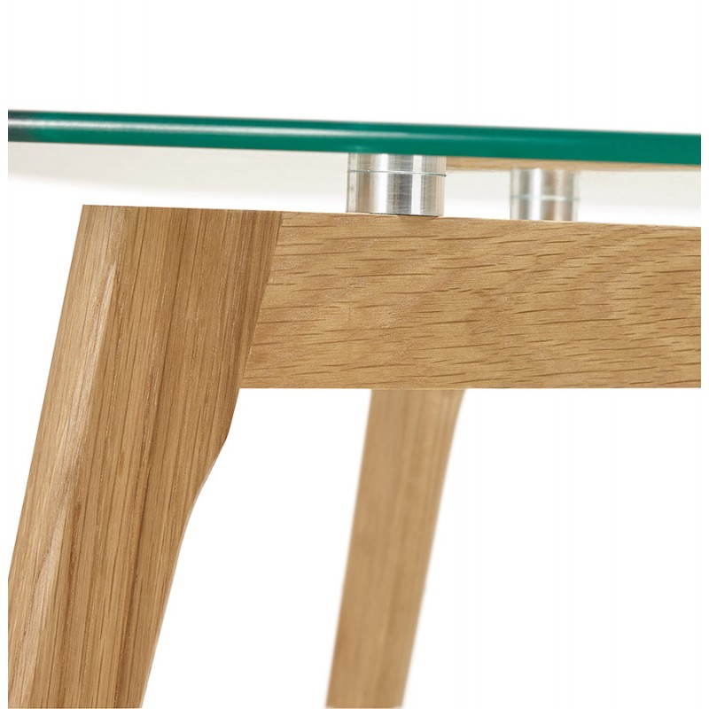 Table basse rectangulaire style scandinave HENNA en verre et chêne (transparent) - image 27879