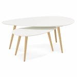 Tavolini design ovale GOLDA nidificazione in legno e rovere (bianco)