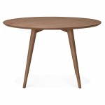 Alrededor de la mesa de comedor estilo vintage escandinavo SOFÍA (Ø 120 cm) de madera (nogal)