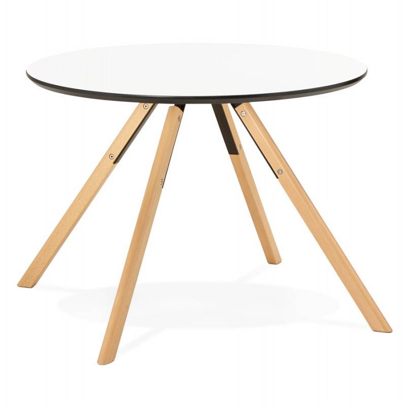 Table de repas ronde scandinave BIBA en bois et hêtre (Ø 100 cm) (blanc) - image 27959