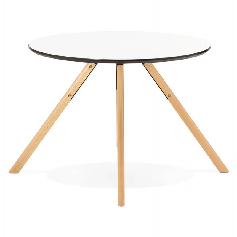 Table de repas ronde scandinave BIBA en bois et hêtre (Ø 100 cm) (blanc) - image 27962