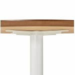 Tavolo da pranzo rotondo design scandinavo STRIPE in metallo verniciato e legno (Ø 120 cm) (naturale, bianco)