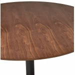 Dining table round Scandinavian vintage STRIPE in wood and painted metal (Ø 120 cm) (black walnut)