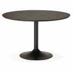 Design round dining STRIPE in wood and painted metal (Ø 120 cm) table (black)