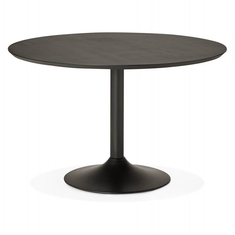 Design round dining STRIPE in wood and painted metal (Ø 120 cm) table (black) - image 28005
