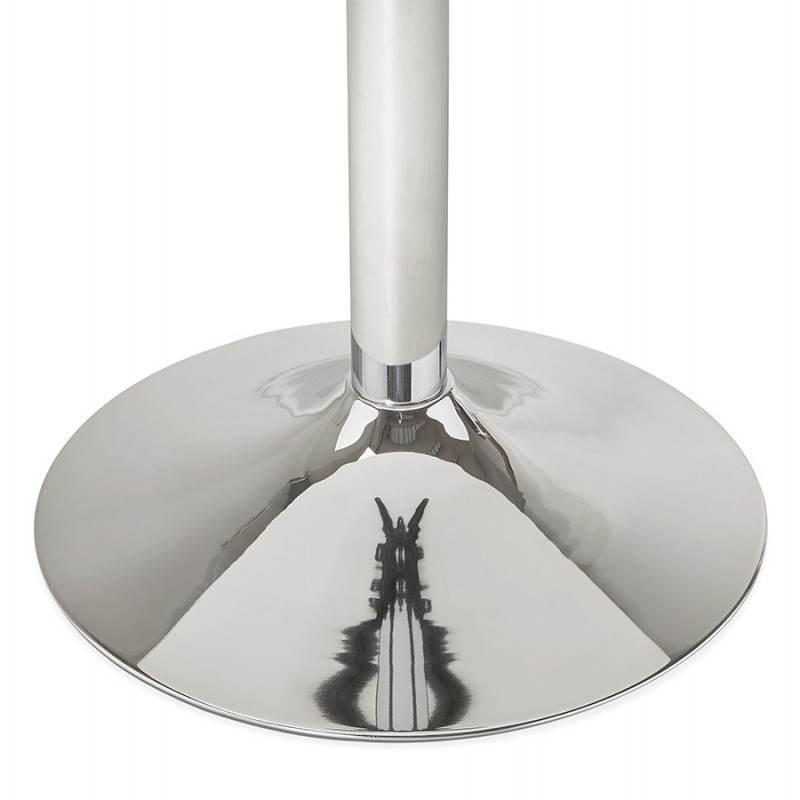 Table de repas design ronde GALON en bois et métal chromé (Ø 120 cm) (blanc, métal chromé) - image 28022