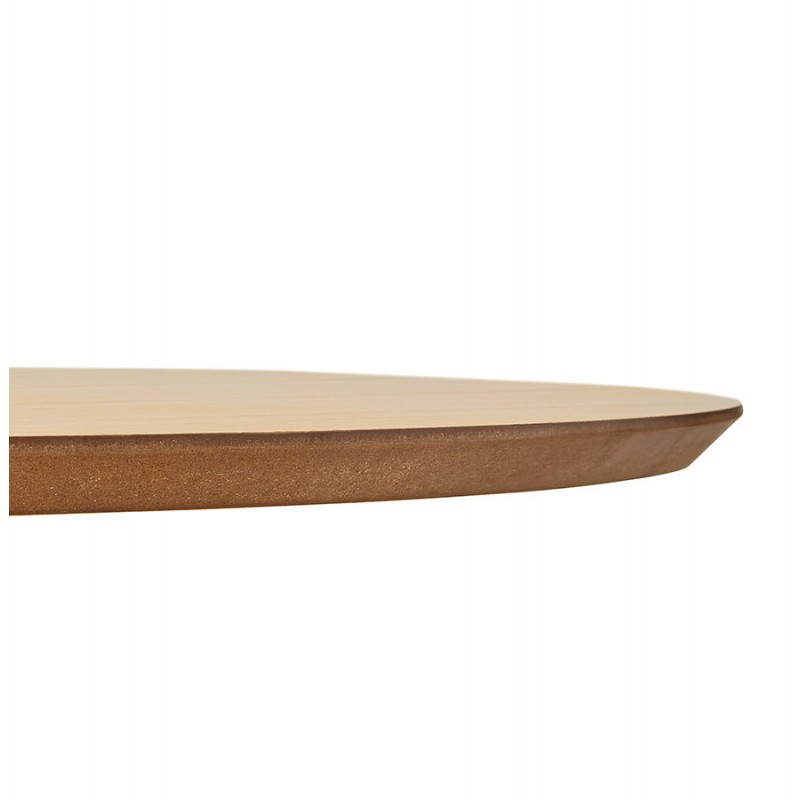 Tisch-Design runden GEFLECHT aus Holz und Chrom Metall (Ø 120 cm) (Natural, verchromtem Metall) - image 28040