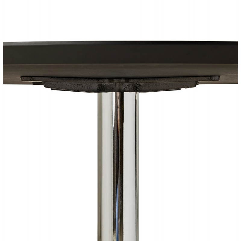 Table de repas design ronde GALON en bois et métal chromé (Ø 120 cm) (noir, métal chromé) - image 28161