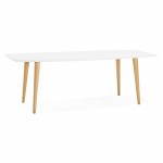 Tavolo da pranzo rettangolare stile scandinavo con estensioni in legno TRINE (bianco)