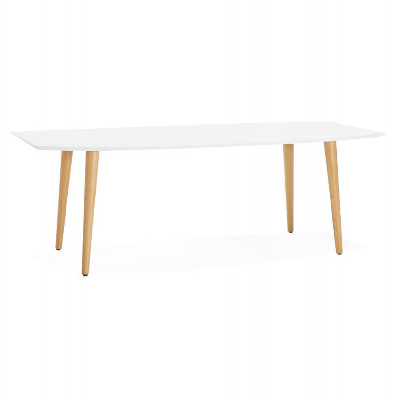 Table à manger style scandinave avec rallonges TRINE en bois (170/270cmX100cmX74,8cm) (blanc) - image 28180