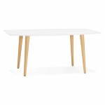 Tavolo da pranzo rettangolare stile scandinavo con estensioni in legno TRINE (bianco)