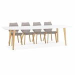 Table à manger style scandinave avec rallonges TRINE en bois (170/270cmX100cmX74,8cm) (blanc)