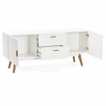 Buffet enfilade design style scandinave 2 portes KARL en bois (blanc mat)