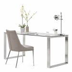 Right office design and INGRID contemporary glass and chrome steel (transparent) (160 X 80 cm) 