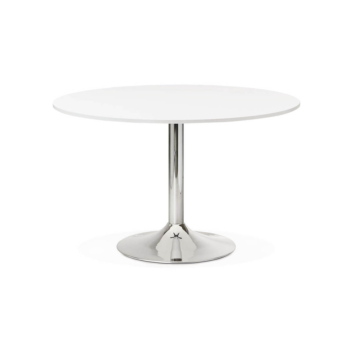 Office table or round design meal ASTA in wood and metal chrome (Ø 120 cm)  (white) - AMP Story 4023