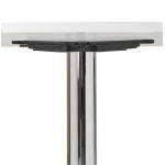 Table de bureau ou repas design ronde ASTA en bois et métal chromé (Ø 120 cm) (blanc)