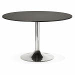 Table de bureau ou repas design ronde ASTA en bois et métal chromé (Ø 120 cm) (noir)